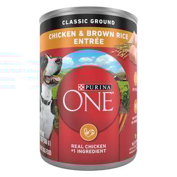 Purina ONE Classic Ground Chicken and Brown Rice Entree Wet Dog Food 13 oz can, case of 12-product-tile