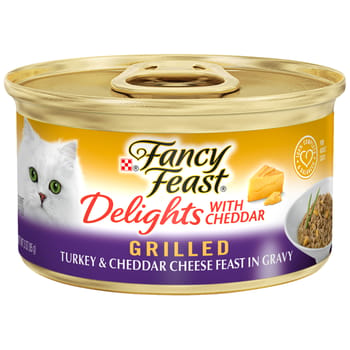 Fancy Feast Delights Grilled Turkey & Cheddar Cheese Wet Cat Food 3 oz. Can - Case of 24-product-tile