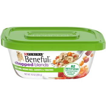 Purina Beneful Chopped Blends with Lamb, Brown Rice, Carrots & Tomatoes Wet Dog Food 10 oz Tub - Case of 8-product-tile
