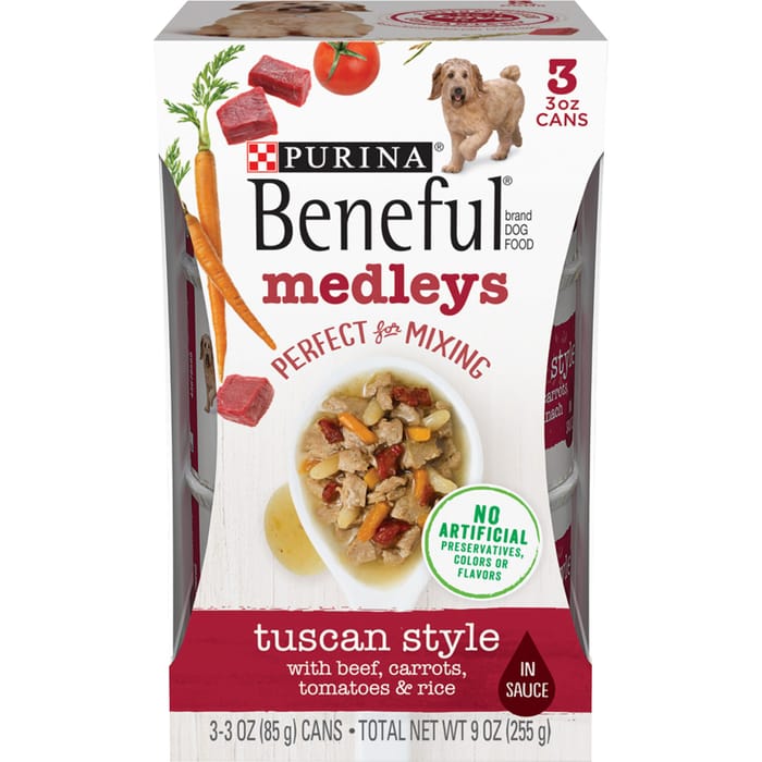 Purina Beneful Medleys Tuscan Style Wet Dog Food 3 oz Can - 3 Pack product detail number 1.0