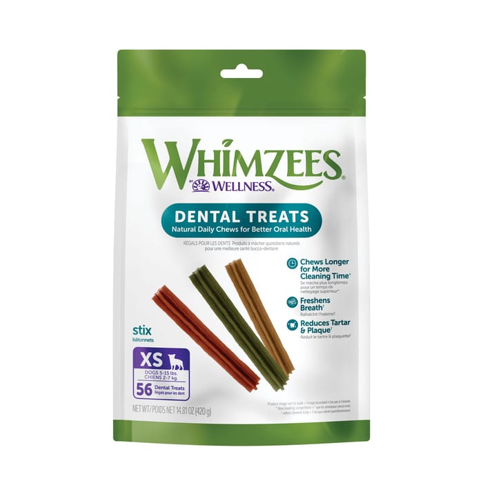 Whimzees by Wellness Stix Natural Grain Free Dental Chews for Dogs - Extra Small Breed - 56 count product detail number 1.0