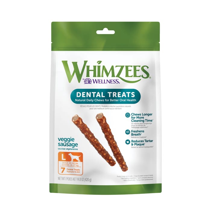 Whimzees by Wellness Veggie Sausage Natural Grain Free Dental Chews for Dogs - Large, 7 ct product detail number 1.0