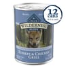 Blue Buffalo BLUE Wilderness Puppy Turkey & Chicken Grill Wet Dog Food 12.5 oz Can - Case of 12