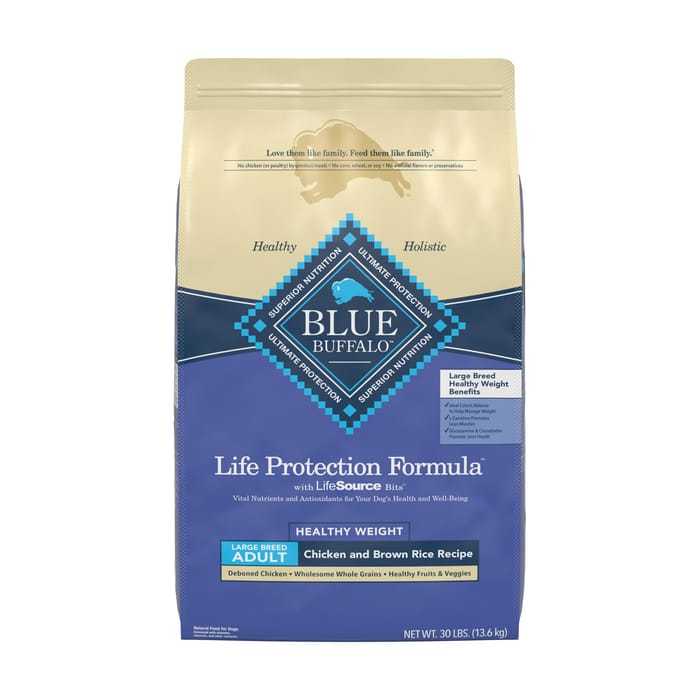 Blue Buffalo Life Protection Formula Large Breed Adult Healthy Weight Chicken and Brown Rice Recipe Dry Dog Food 30 lb Bag product detail number 1.0