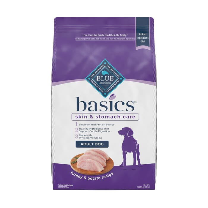 Blue Buffalo BLUE Basics Adult Skin & Stomach Care Turkey and Potato Recipe Dry Dog Food 24 lb Bag product detail number 1.0