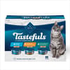 Blue Buffalo Tastefuls Adult Natural Pate Variety Pack with Chicken, Turkey & Chicken, and Ocean Fish & Tuna Entrees Wet Cat Food 5.5 oz - Case of 12