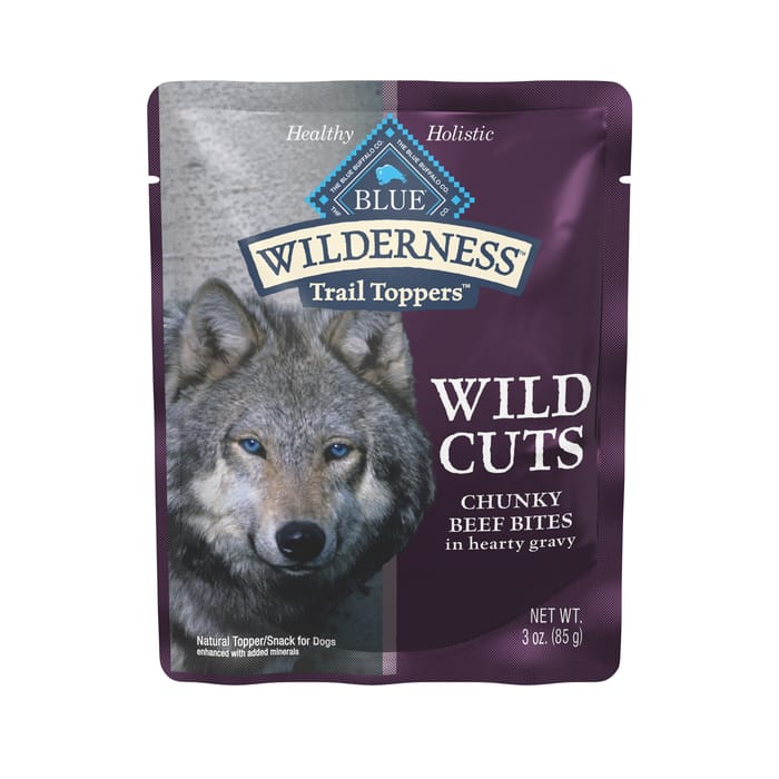 Blue Buffalo BLUE Wilderness Adult Wild Cuts Trail Toppers Chunky Beef Bites Dog Food Topper 3 oz Pouch - Pack of 24 product detail number 1.0