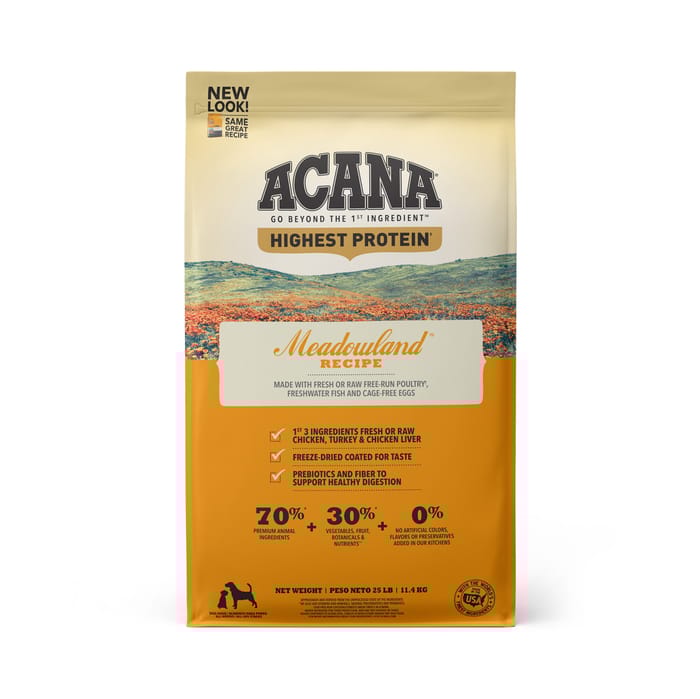 Acana Highest Protein Meadowland Grain Free Dry Dog Food 25 lb Bag product detail number 1.0