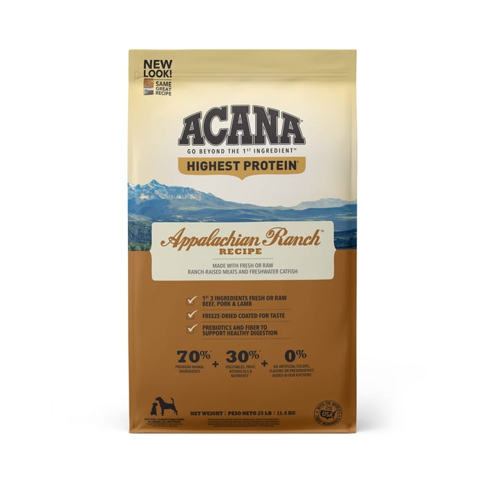 ACANA Highest Protein Appalachian Ranch Grain Free Dry Dog Food 25 lb Bag product detail number 1.0