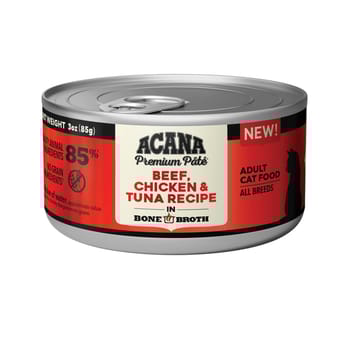 ACANA Premium Pate, Beef, Chicken, & Tuna Recipe in Bone Broth Wet Cat Food 3 oz Cans - Case of 24-product-tile