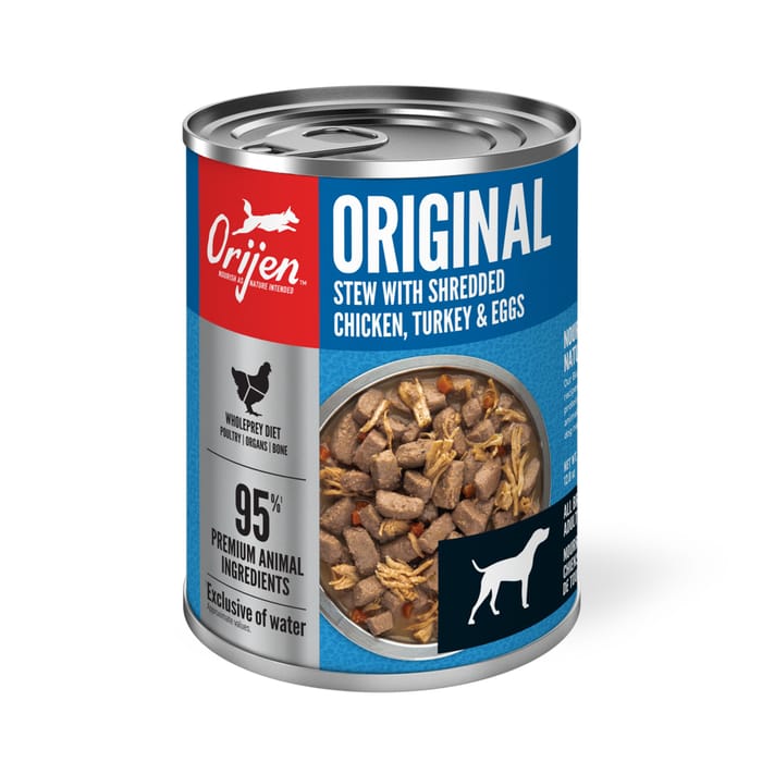 ORIJEN Premium Original Stew Recipe with Chicken, Turkey, & Eggs Wet Dog Food 12.8 oz Cans - Case of 12 product detail number 1.0