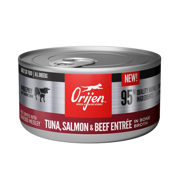 ORIJEN Tuna, Salmon + Beef Entree in Bone Broth Wet Cat Food 3 oz Can - Case of 24 product detail number 1.0