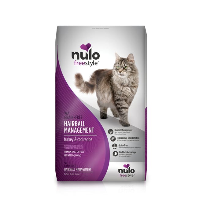 Nulo FreeStyle Adult Grain-Free Hairball Management Turkey & Cod Dry Cat Food 12 lb Bag product detail number 1.0
