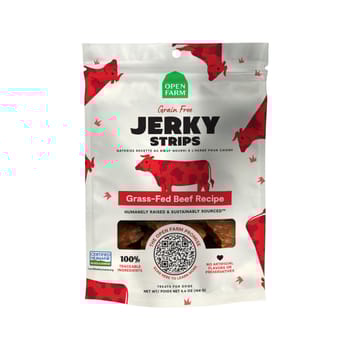 Open Farm Grain Free Jerky Strips Grass-Fed Beef Recipe Dog Treats 5.6 oz Bag-product-tile