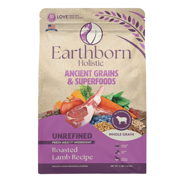 Earthborn Holistic Ancient Grains & Superfoods Unrefined Roasted Lamb Recipe Dry Dog Food 4 lb Bag product detail number 1.0