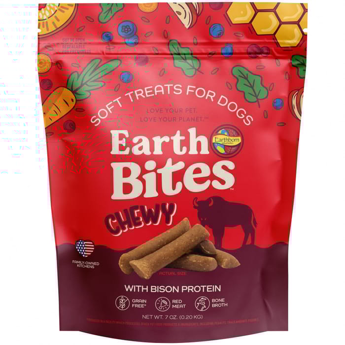 Earthborn Holistic Earth Bites Chewy Bison Protein Grain Free Soft Dog Treats 7 oz Bag product detail number 1.0