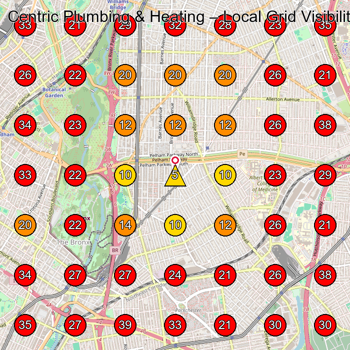 Centric Plumbing & Heating GeoGrid visibility map for Plumber in Bronx