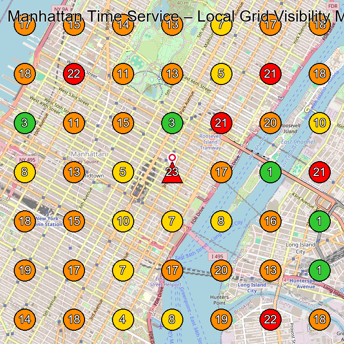 Manhattan Time Service Watch Repair Service GeoGrid ranking map for New York NY