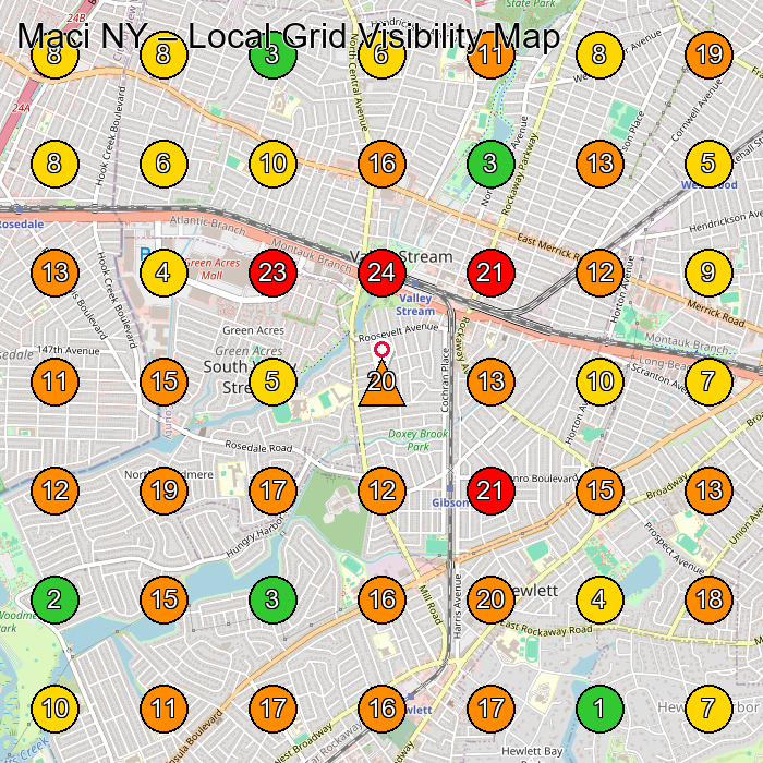 Maci NY Construction Company GeoGrid ranking map for Valley Stream NY