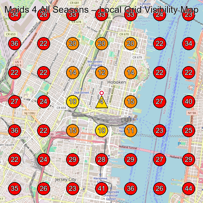 Maids 4 All Seasons GeoGrid visibility map for House Cleaning Service in None