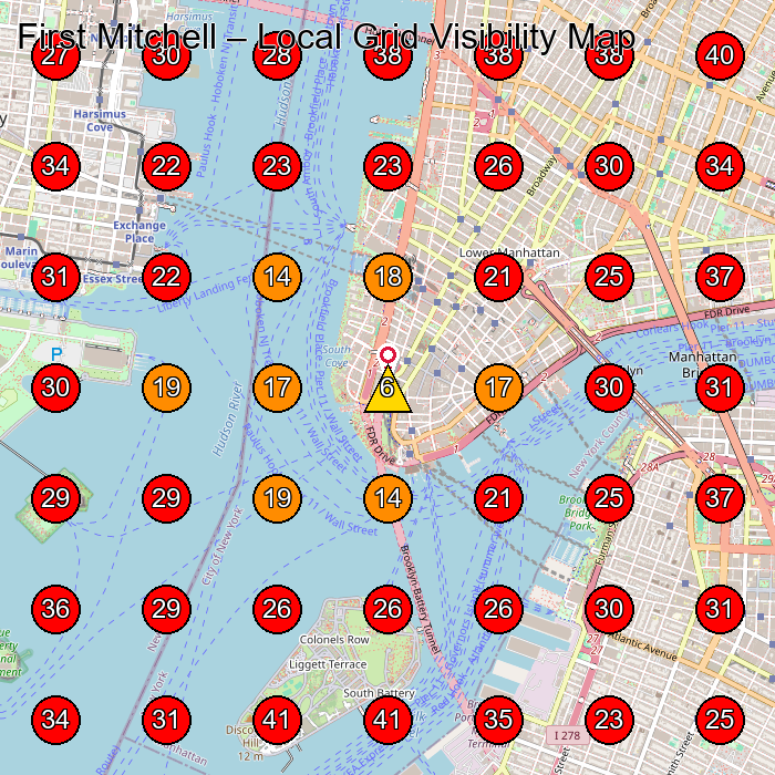 First Mitchell GeoGrid visibility map for Personal Injury Attorney in New York
