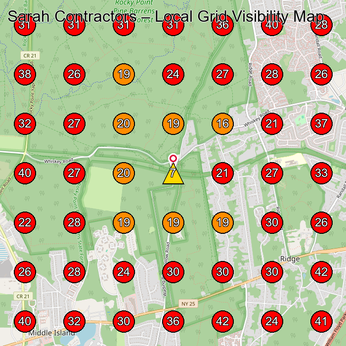 Sarah Contractors GeoGrid visibility map for Pond Contractor in None