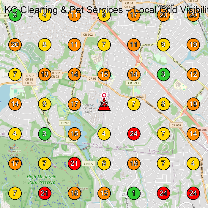 KC Cleaning & Pet Services House Cleaning Service GeoGrid ranking map for None