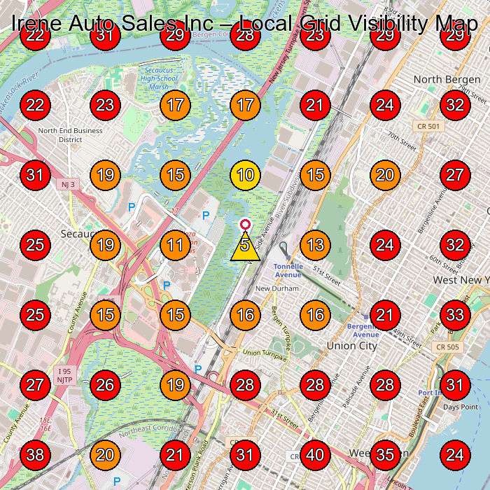 Irene Auto Sales Inc GeoGrid visibility map for Countertop Store in North Bergen