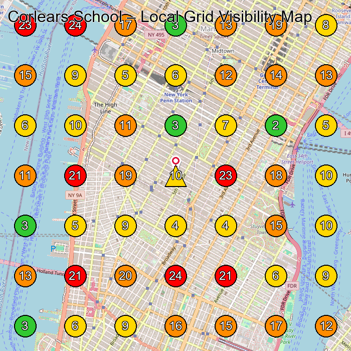 Corlears School School GeoGrid ranking map for New York NY
