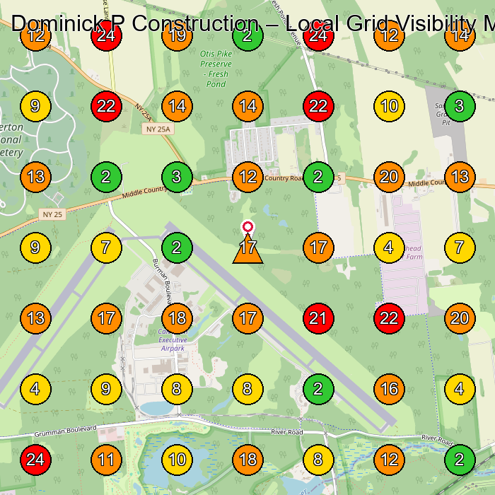Dominick P Construction General Contractor GeoGrid ranking map for None