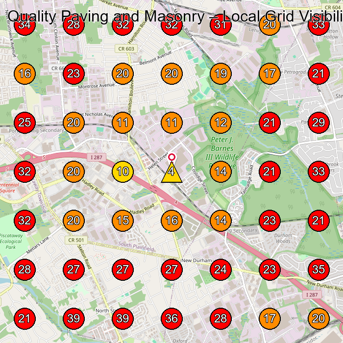 Quality Paving and Masonry GeoGrid visibility map for Paving Contractor in Edison