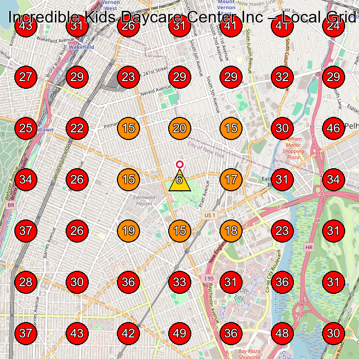 Incredible Kids Daycare Center Inc GeoGrid visibility map for Day Care Center in Bronx