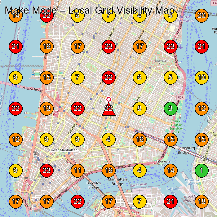 Make Mode Manufacturer GeoGrid ranking map for New York NY