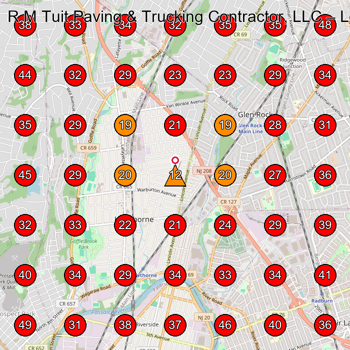 R M Tuit Paving & Trucking Contractor, LLC GeoGrid visibility map for Paving Contractor in None