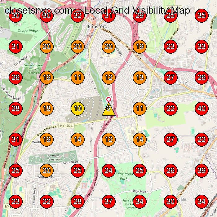 closetsnyc.com GeoGrid visibility map for Clothing Store in White Plains