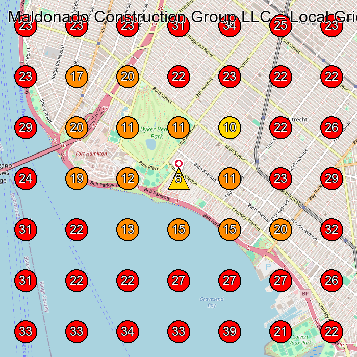 Maldonado Construction Group LLC GeoGrid visibility map for Construction Company in Brooklyn