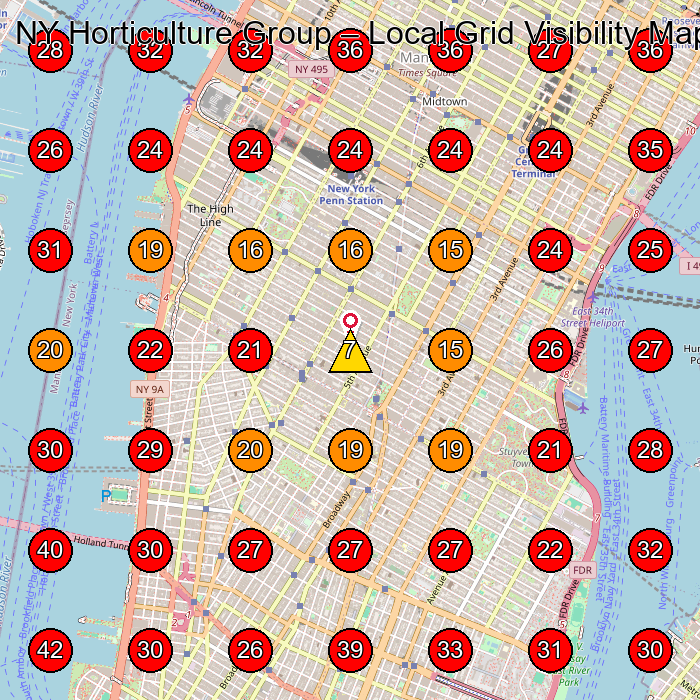 NY Horticulture Group GeoGrid visibility map for Florist in New York