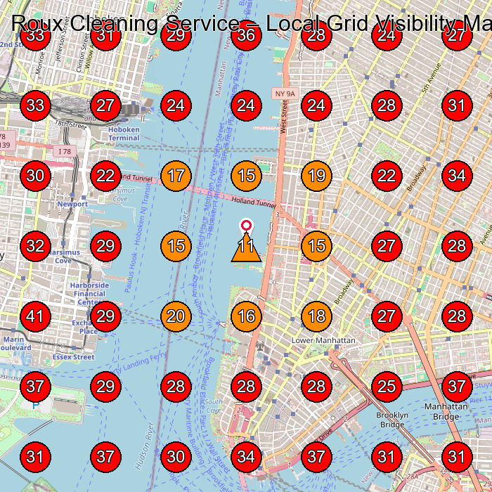 Roux Cleaning Service GeoGrid visibility map for House Cleaning Service in New York