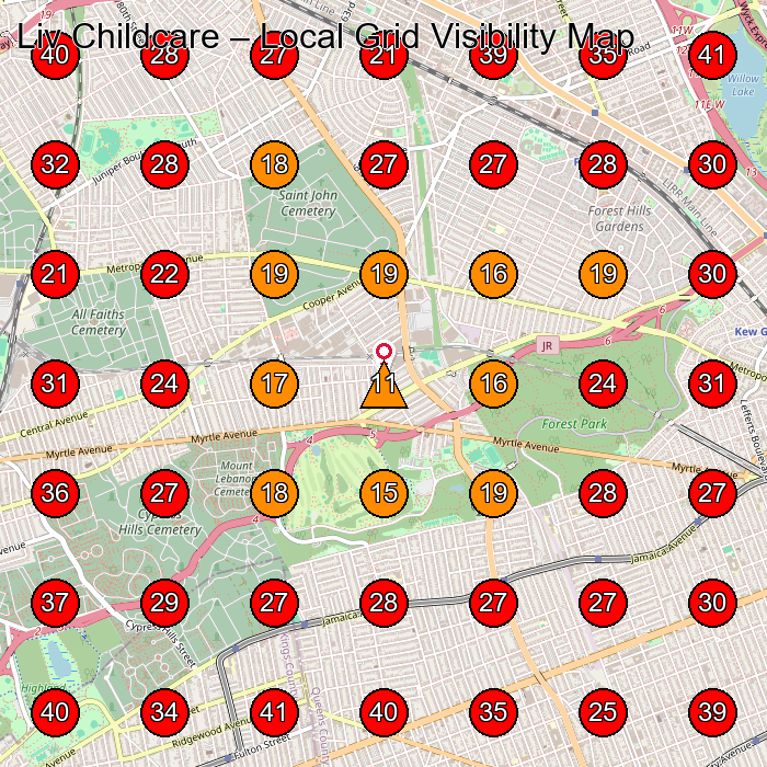 Liv Childcare GeoGrid visibility map for Day Care Center in Glendale