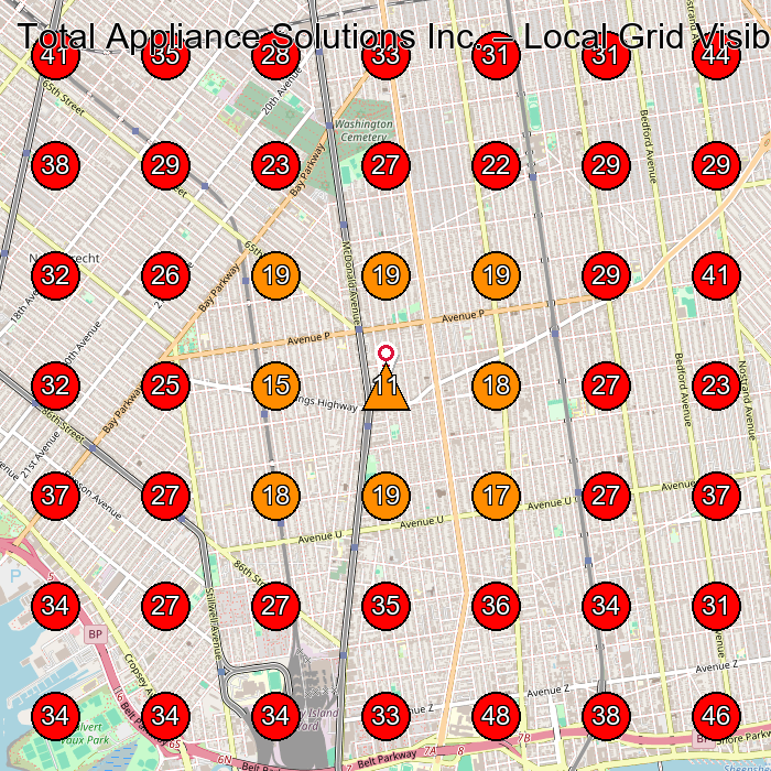 Total Appliance Solutions Inc. GeoGrid visibility map for Asbestos Testing Service in Brooklyn