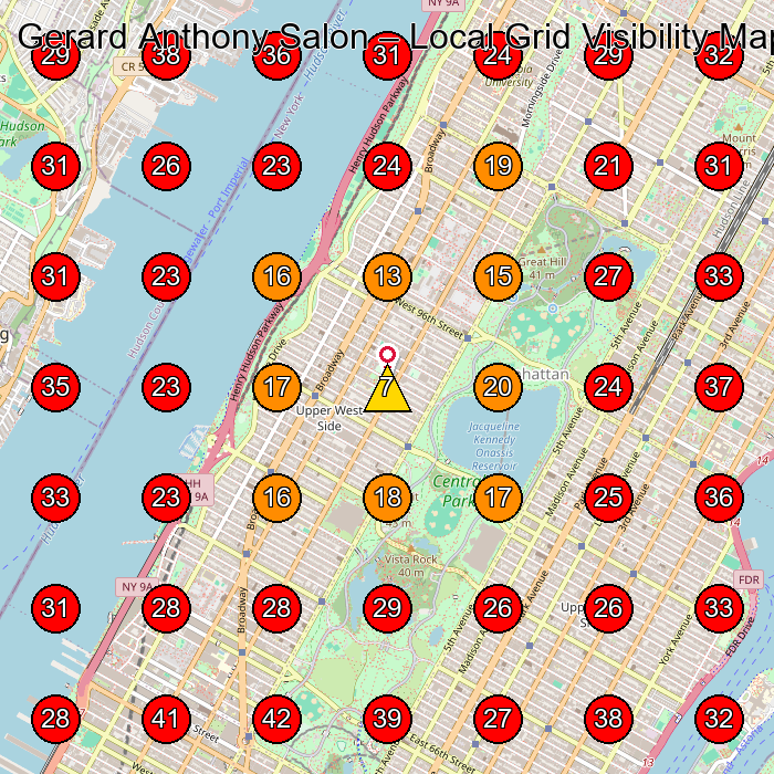 Gerard Anthony Salon GeoGrid visibility map for Hair Salon in New York