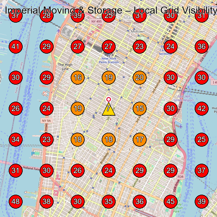 Imperial Moving & Storage GeoGrid visibility map for Moving And Storage Service in New York