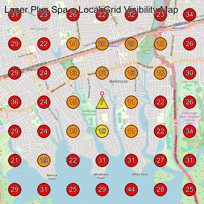Laser Plus Spa GeoGrid visibility map for Weight Loss Service in Bellmore