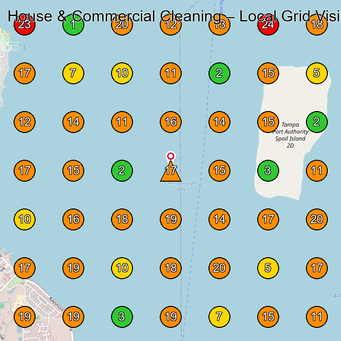House & Commercial Cleaning House Cleaning Service GeoGrid ranking map for None