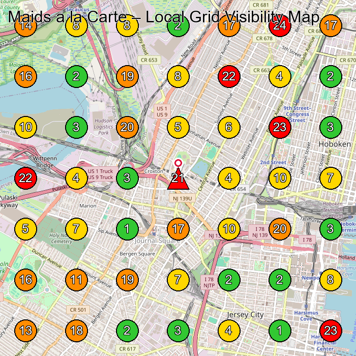 Maids a la Carte House Cleaning Service GeoGrid ranking map for None