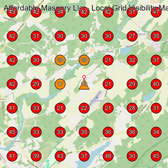 Affordable Masonry Llc GeoGrid visibility map for Swimming Pool Contractor in Newton