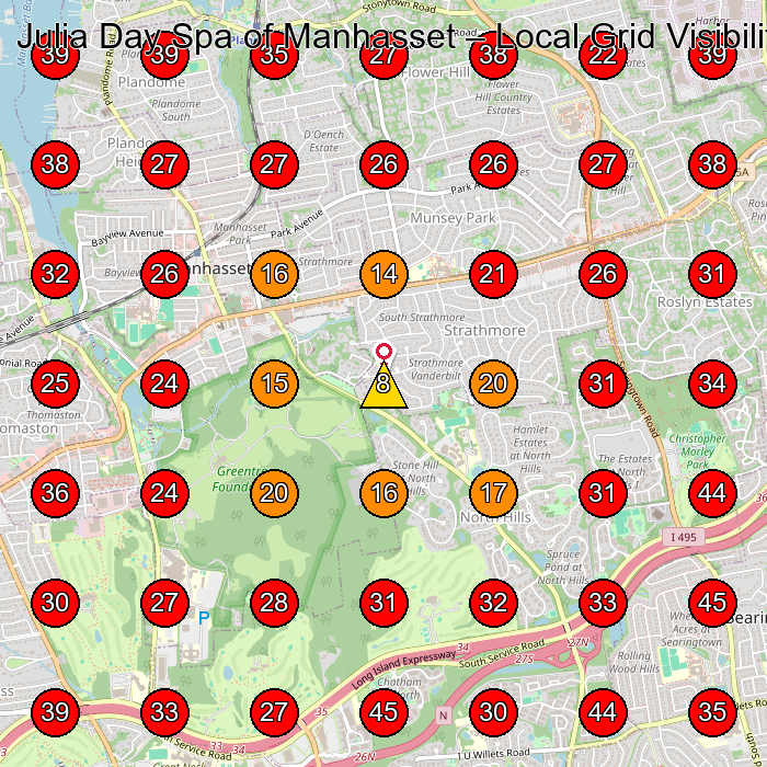 Julia Day Spa of Manhasset GeoGrid visibility map for Day Spa in Glen Cove