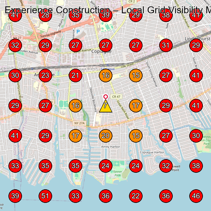 Experience Construction GeoGrid visibility map for Masonry Contractor in Copiague
