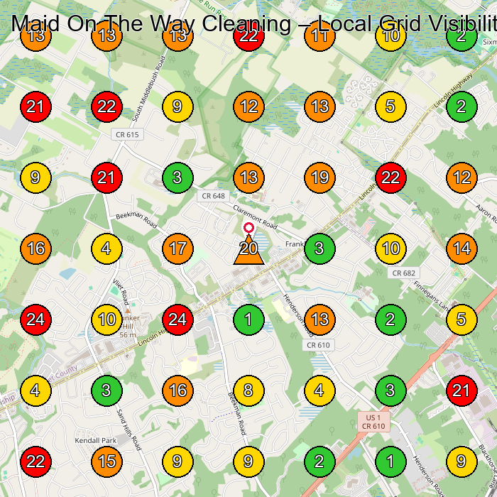 Maid On The Way Cleaning House Cleaning Service GeoGrid ranking map for None