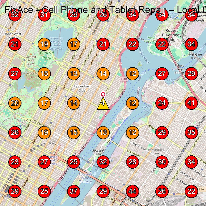 FixAce - Cell Phone and Tablet Repair GeoGrid visibility map for Computer Repair Service in None